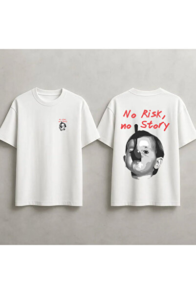 STİL-X No Risk No Story Printed Unisex 100% Cotton Oversize T-Shirt