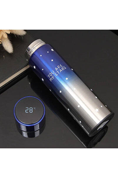 OEM Termos inteligent cu indicator LED pentru temperatură, 500 ml u oțel inoxidabil 304 - You are my stars, ALBASTRU