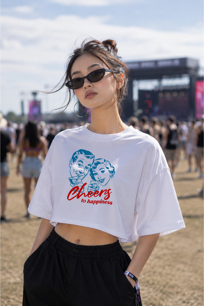 barsdepo Cheers Printed Casual Crop - Oversized Crop Premium Quality |   Surp...