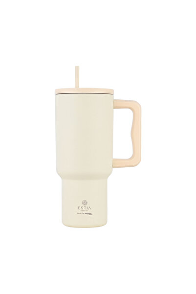Estia Home Art ESTIA ΘΕΡΜΟΣ STRAW TUMBLER XL SAVE THE AEGEAN 900ml LILY WHITE