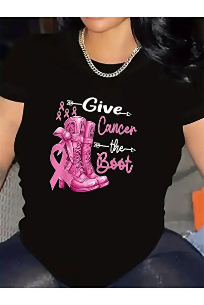 212Wear Short Sleeve T-Shirt Women, cotton Fabric, Pink Ribbon Breast Awarene...