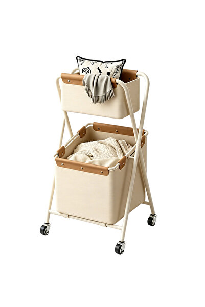 EqiEch Foldable 2-Tier Laundry Basket With Wheels, Detachable Dirty Clothes H...