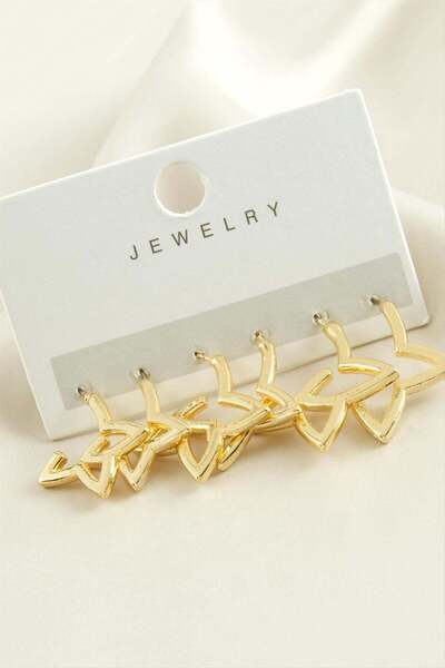 ZERO LAND Spt-Gld 6 Pieces Star Metal Earrings (81151) - Yellow