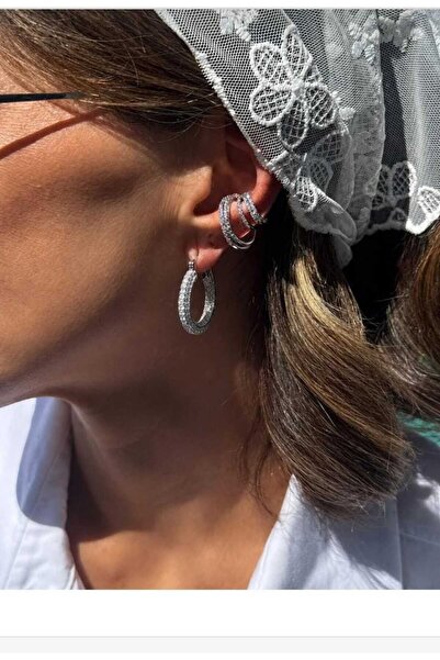8atelier Zircon Stone Detail Silver Earrings