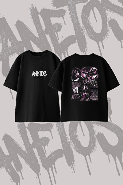Anetos Μπλουζάκι Notorious BIG Design με στάμπα στην πλάτη, βαμβακερό, μαύρο,...
