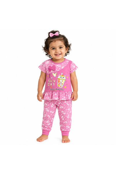 Generic Girls' Set 2 Pieces Top and Pant Printed 2 Years Old Baby Girl Clothes