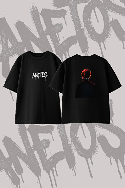 Anetos تي شيرت The Weeknd_1 ذو تصميم مطبوع من الخلف مصنوع من القطن باللون الأ...