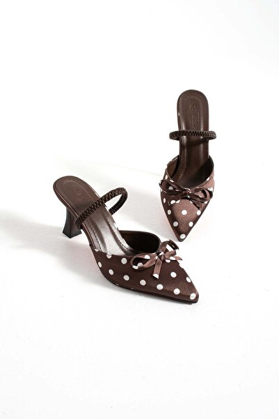 tivana Women's Polka Dot Patterned Heeled Sandals Fiza - Brown