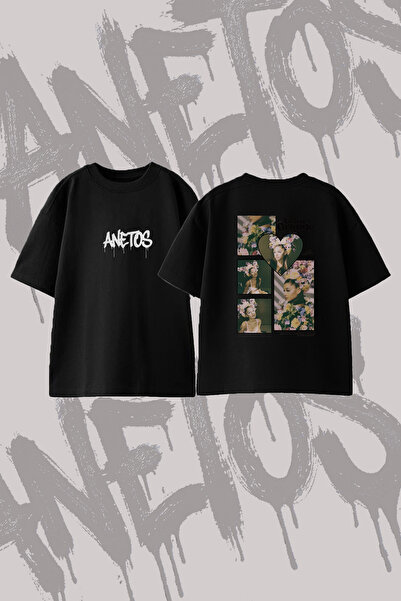 Anetos Ariana Grande_29 Design Back Printed Cotton Black Oversize T-Shirt
