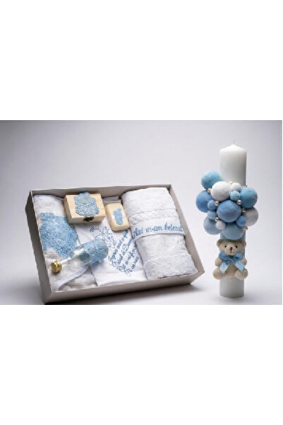 MASSIBEBE Complete Top Bottom Set of premium baptism kit and candle decorated...