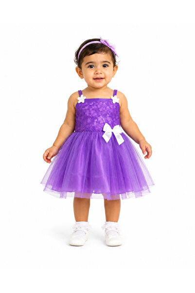 MADE Girls' Dress Satin and Lace Thin Strap Dress for Children