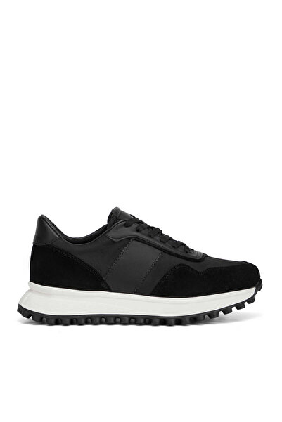 Tergan Siyah Deri-Tekstil Erkek Sneaker - E26I1AY57586-A01