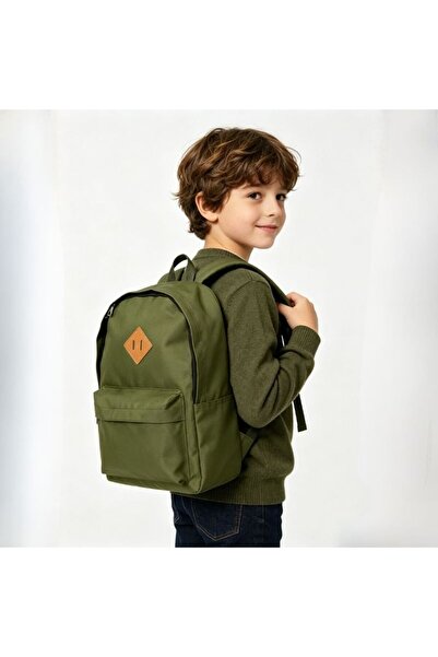 idei Rucsac Școală Verde Militar din Poliester Rezistent, Patch Piele Artific...