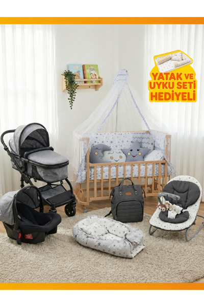 modabebekler Bebek Arabası Çift Yönlü Anne Yanı Asansörlü 15 Parça Bebek Çeyi...