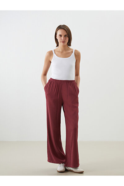 LC Waikiki Pantaloni de damă texturati cu talie elastică