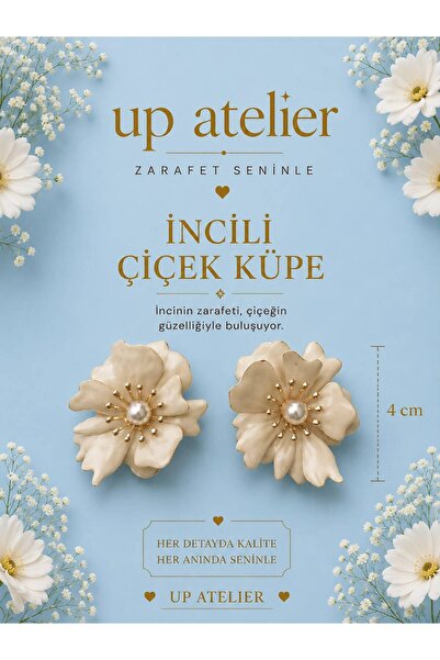 Up Atelier White Mother-Of-Pearl Flower Earrings