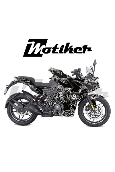 Motiker Bajaj Pulsar RS200 Oni Japan Siyah Beyaz Tasarımı Sticker Etiket Modeli