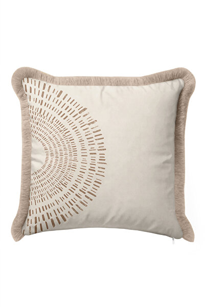 Evimde Bambaşka Luxury Geometric Sun Pattern Fringed Pillowcase - Sparkling B...