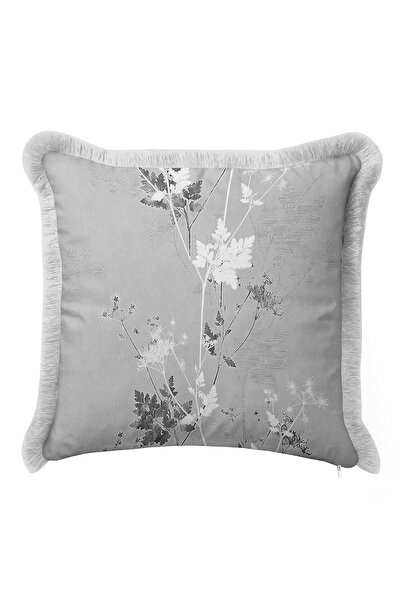 Evimde Bambaşka Elegant Botanical Leaf Pattern Fringed Pillowcase - Floral Na...