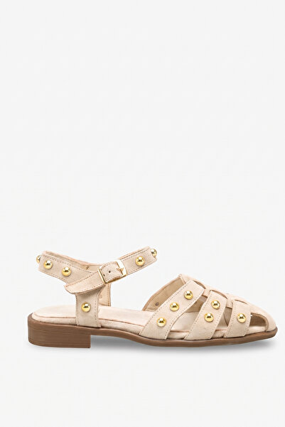 İNNABUTİKK Lisbon Women's Genuine Leather Sandals - Beige Suede