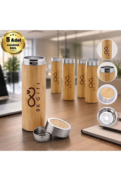 Bk Gift Customized for Your Logo: 5 Pieces of 5316 Bamboo Steel Thermos 500 m...
