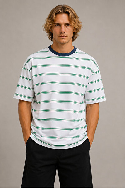 WE&ME Oversize Boxy Fit Erkek T-Shirt – Kalın Pamuklu, Green Future Baskılı, ...