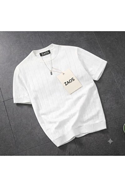 zs zaos fashion Men's Short-Sleeved Summer Knitwear T-Shirt High-Quality Basi...