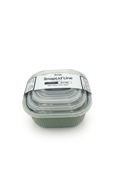 SnaplidLine 3’Lü Mikrodalga Kare Saklama Kabı (1800mL-1100mL-600mL)