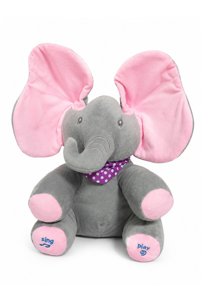 OEM Elefant de pluș interactiv Peek-a-Boo - Vorbește, cântă și bate din urechi