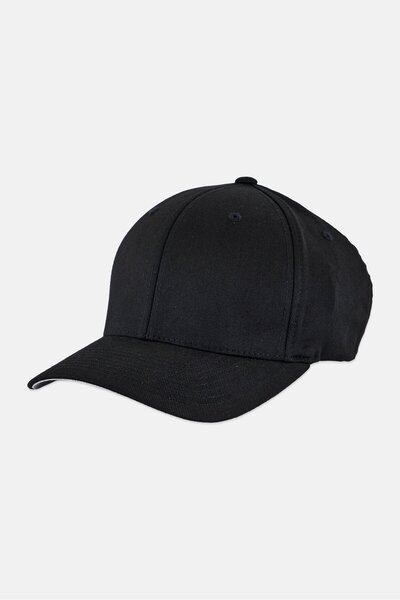 Flexfit Men Plain Stretchable Fitted Cap, Black