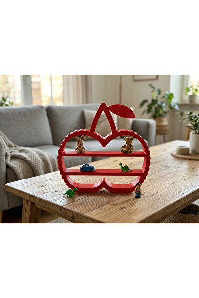 Baby Darling %100 Doğal Kiraz Dekoratif Raf - Figür, Araba, Mini Oyuncak Standı (29cm Yükseklik)