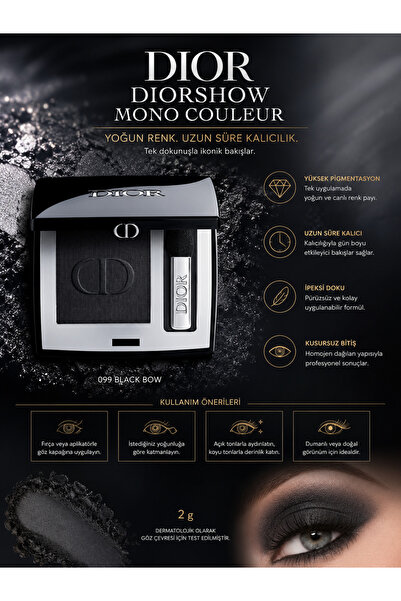 Dior Diorshow Mono Color Yoğun Pigmentli Kremsi Pudra Formda Kalıcı Tekli Göz...