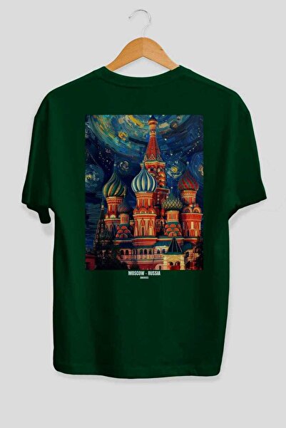 Ankhises Μόσχα Ρωσία 3 Πράσινο Oversize Country City Μπλουζάκι Unisex με στάμ...