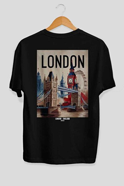 Ankhises London, Engleska, 4 crne prevelike majice sa leđnim printom, unisex,...
