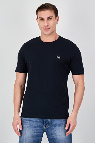883 Police Men Crew Neck Short Sleeve Embroidered Logo T-Shirt, Navy