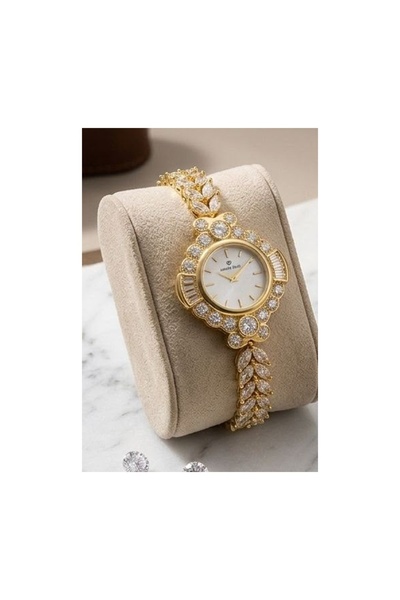 FANDER BLUE Fender Blue Baguette Halo Women's Iced Out Watch - Gold and White...