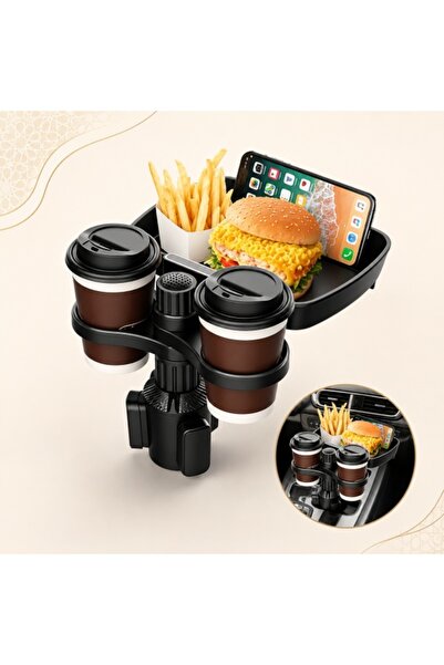 Kijarda 3-in-1 Adjustable Car Cup Holder Extender with 360° Rotating Tray, Du...