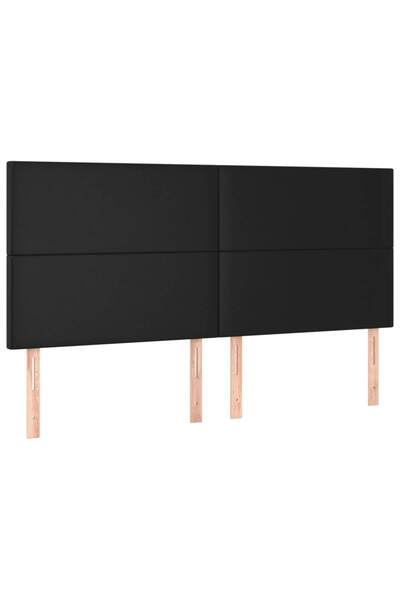 vidaxl Tăblie de pat neagră 160x5x118/128 cm piele ecologică