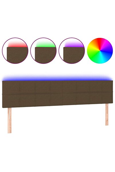 vidaxl Tăblie de pat cu LED, maro închis, 200x5x78/88 cm, textil