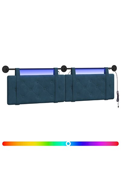 vidaxl Tăblie de pat suspendată Cu lumină LED albastru Catifea