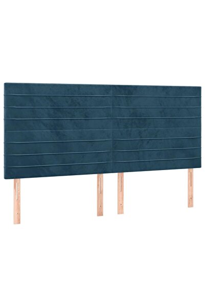 vidaxl Tăblie de pat albastru închis 180x5x118/128 cm catifea