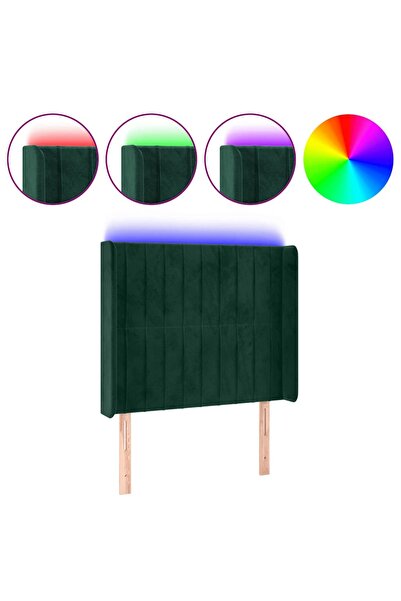 vidaxl Tăblie de pat cu LED, verde închis, 83x16x118/128 cm, catifea
