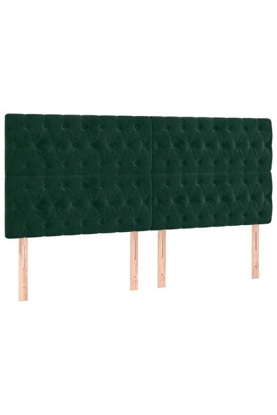 vidaxl Tăblie de pat verde închis 200x7x118/128 cm catifea