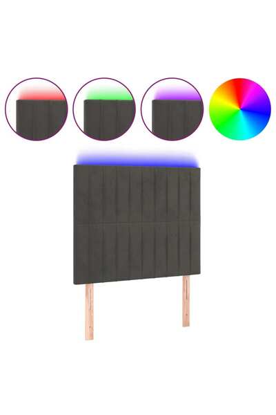 vidaxl Tăblie de pat cu LED, gri închis, 80x5x118/128 cm, catifea