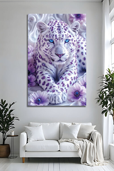 Parıltı Yayınları B&G DESIGN Lila Purple Leopard Tablou din sticlă Modern pen...