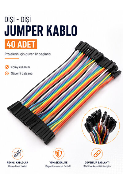 RoboPazar 40 Pin Jumper Kablo Dişi Dişi (10cm)