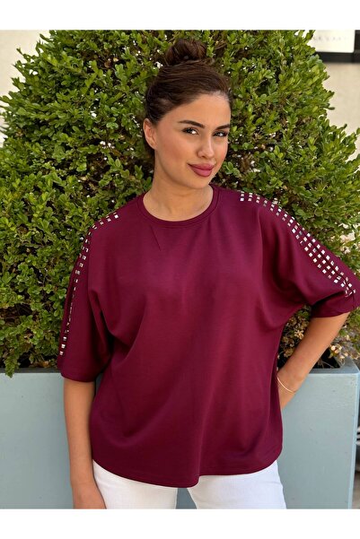ROKH Women's Shiny Stone Modal Design Lycra Stylish Blouse