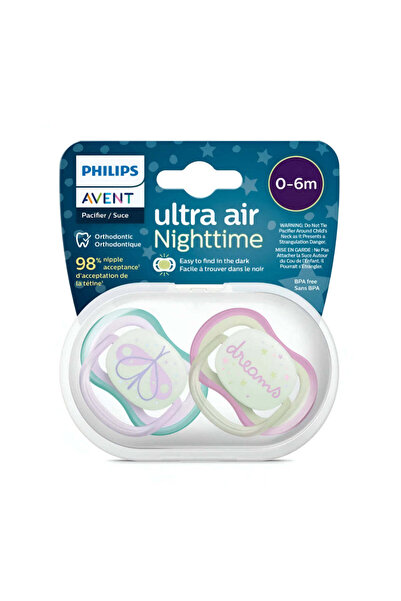 Philips Avent Ultra Air Night Pacifier - Pink - 0-6 Months - 2 Pack