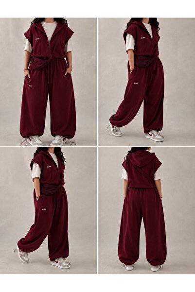 Bluff Bordo Baggy Eşofman Takımı