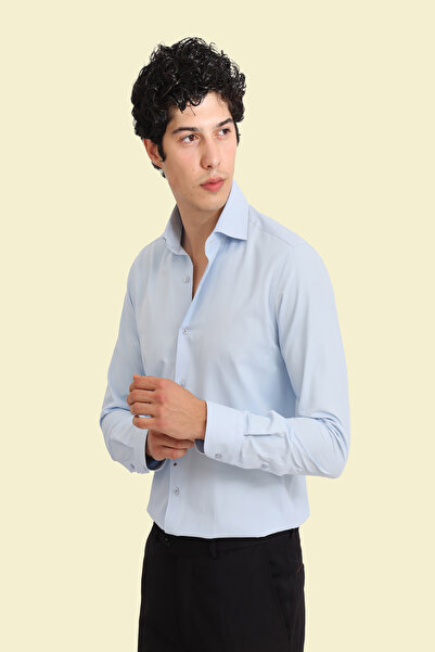 Picuardo Erkek Slim Fit Uzun Kollu Kolay Ütülebilen Pamuklu Düz İtalyan Gömlek